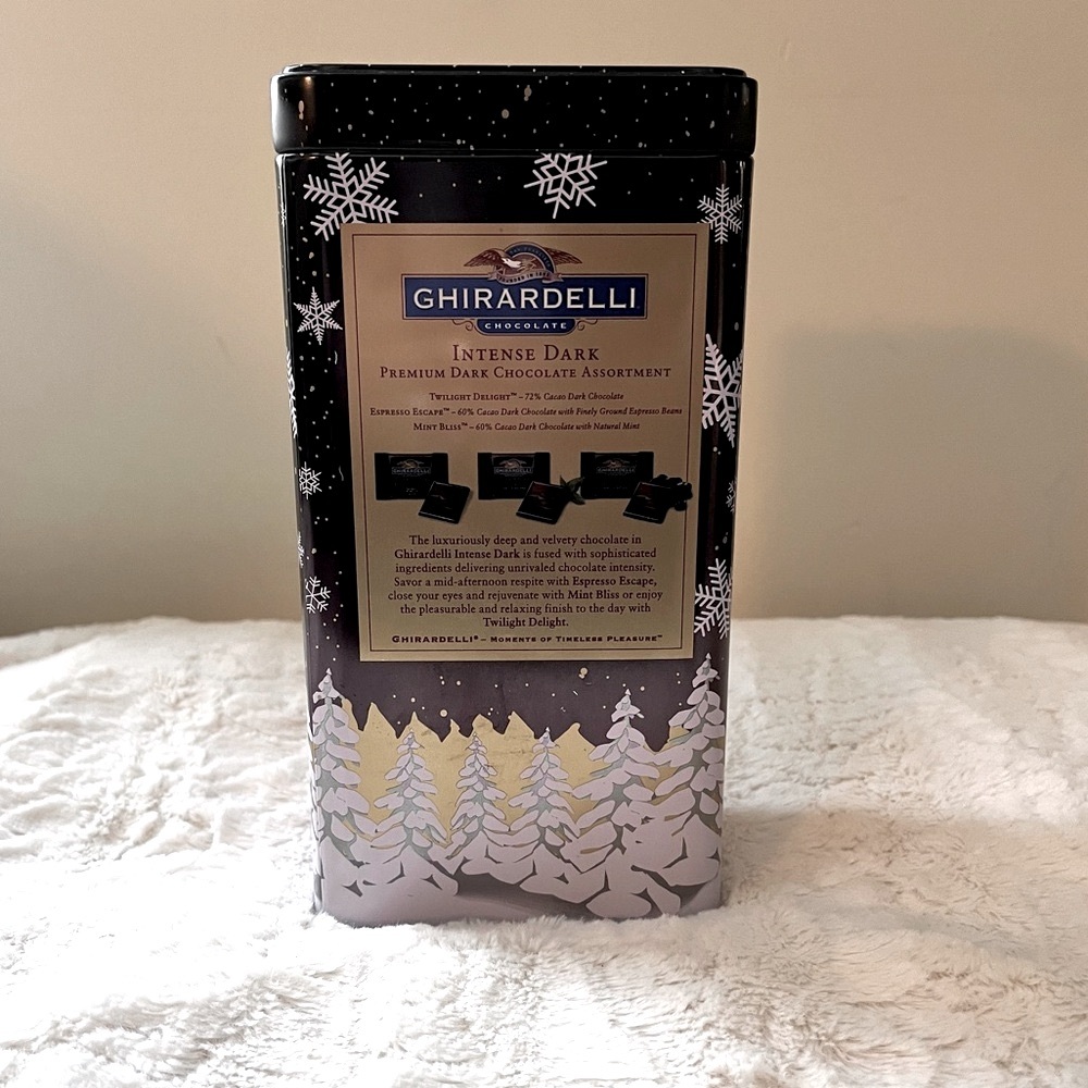Ghirardelli Dark Chocolate Winter Holiday Collectible Tin Container Gift Box - Picture 2 of 14